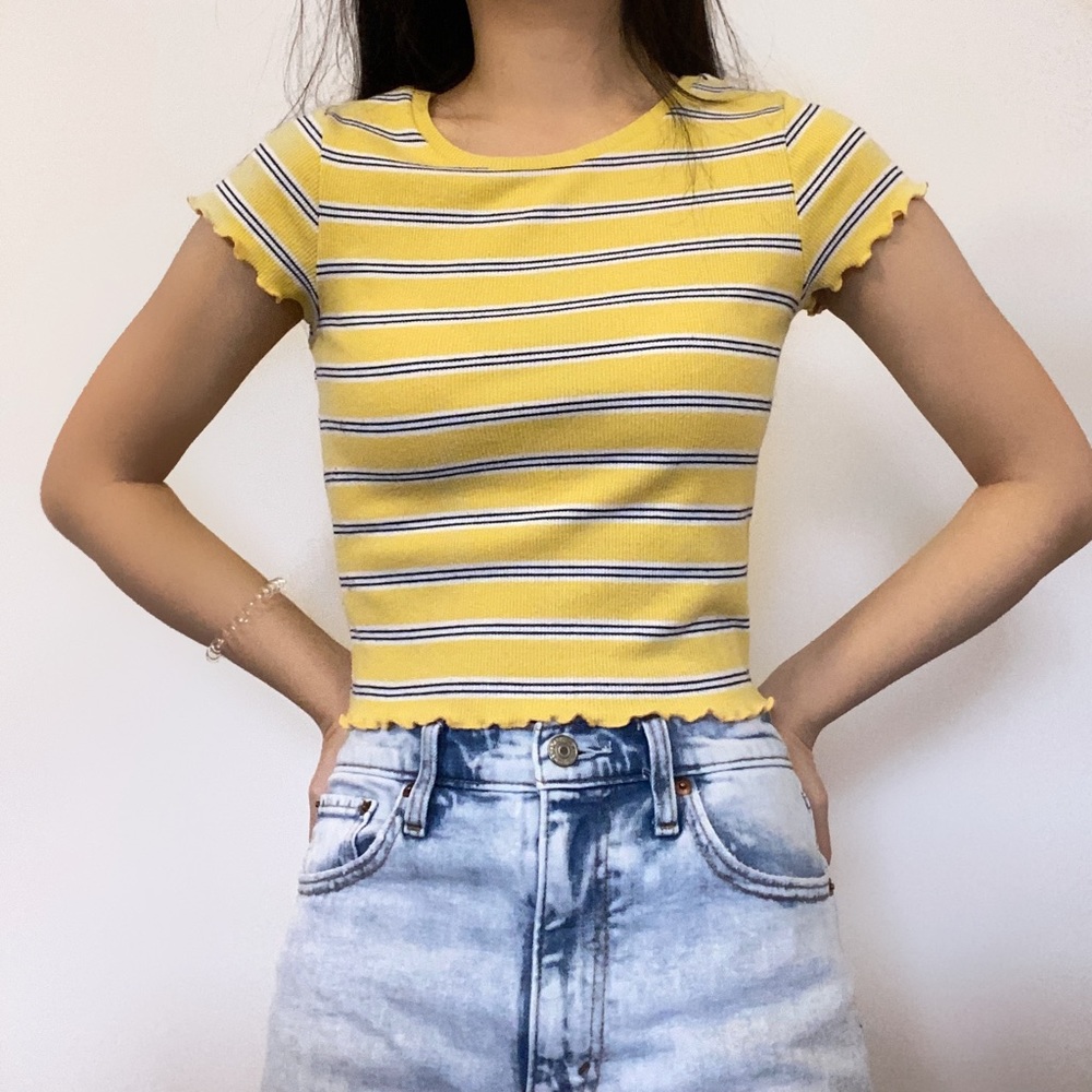 Striped yellow baby tee shirt
